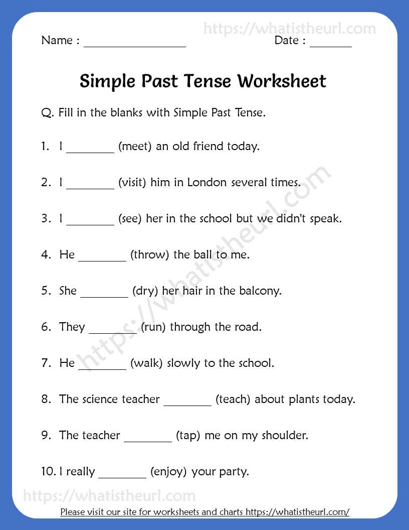 past tense worksheet