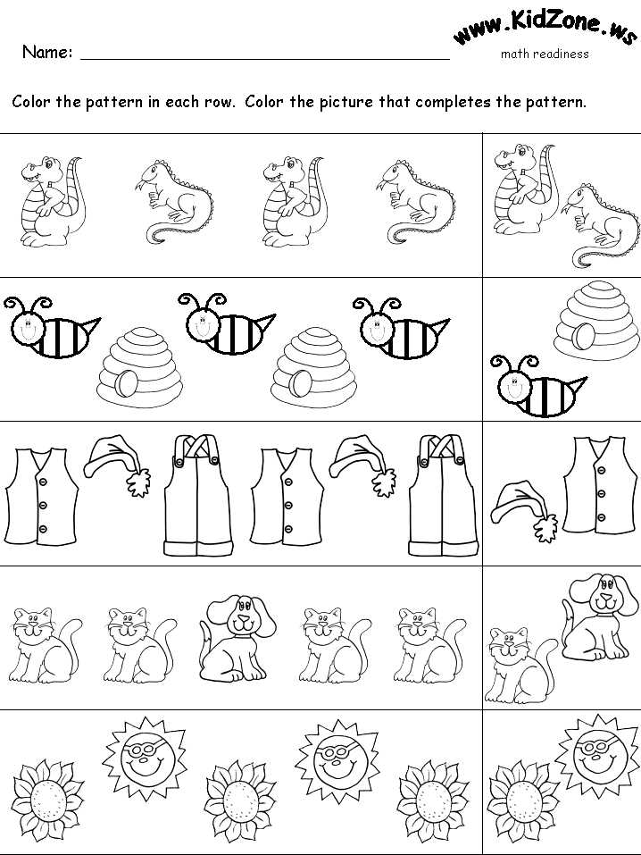 patterns worksheets kindergarten