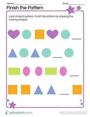 patterns worksheets kindergarten