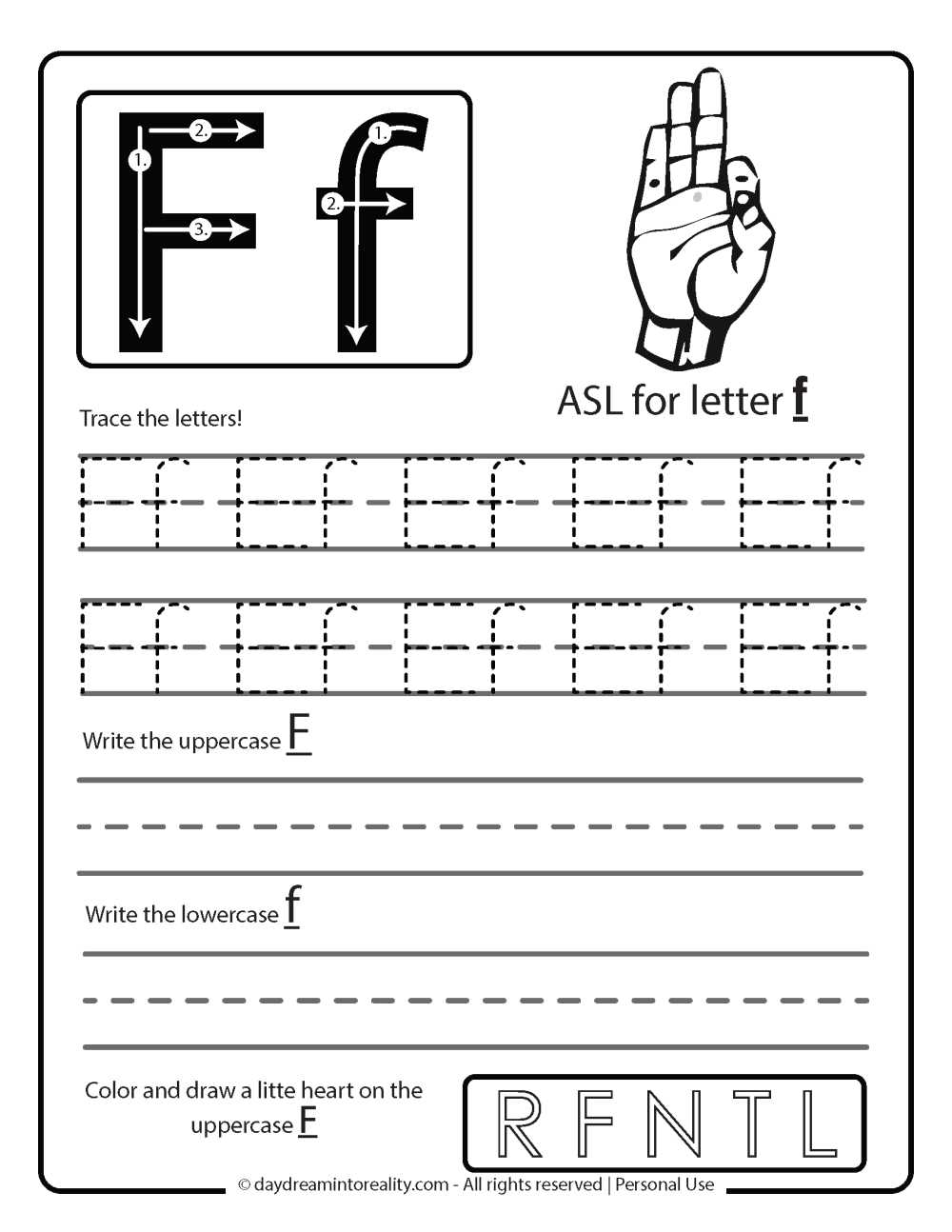 f worksheets preschool