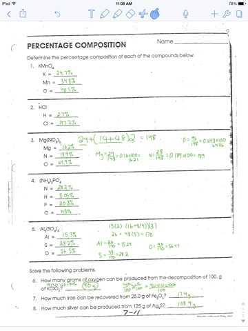 determining percent composition worksheet