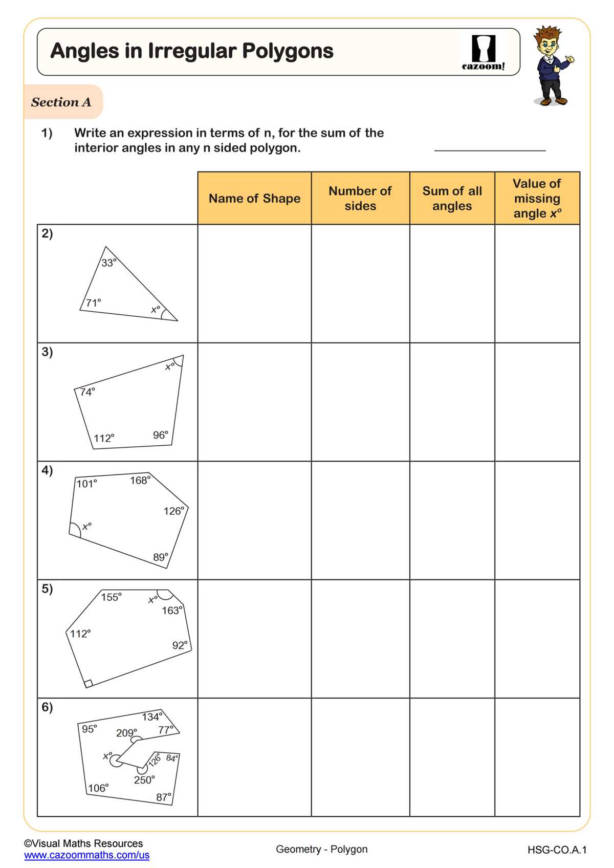 area polygons worksheet