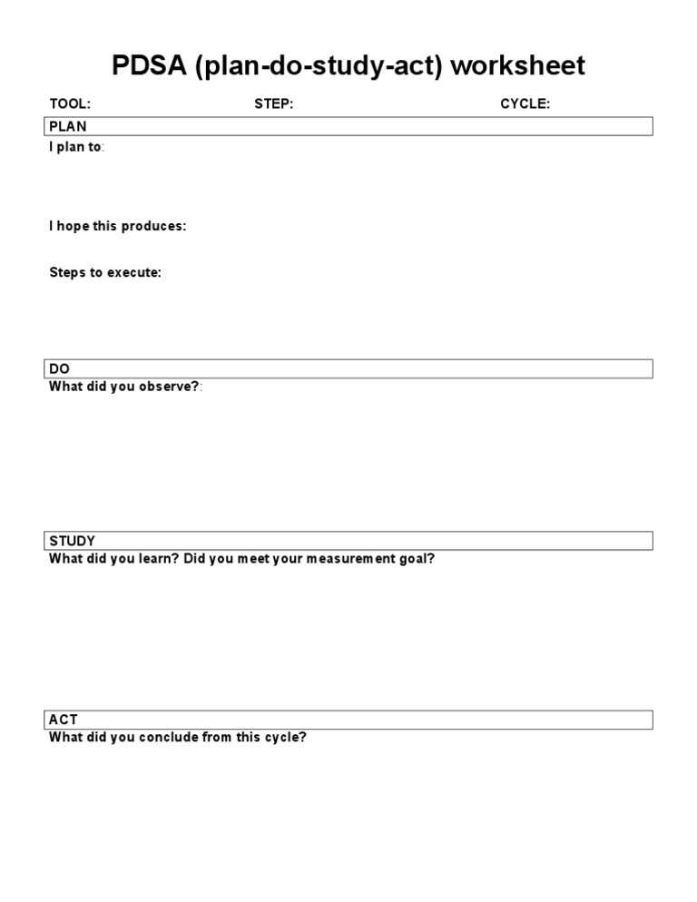 pdsa worksheet