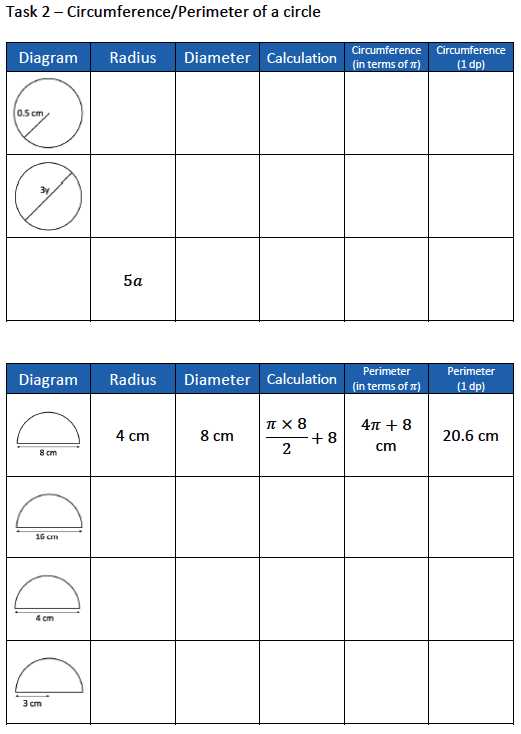 perimeter area circumference worksheet