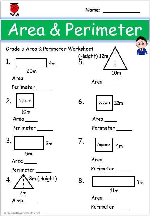 perimeter area math worksheets
