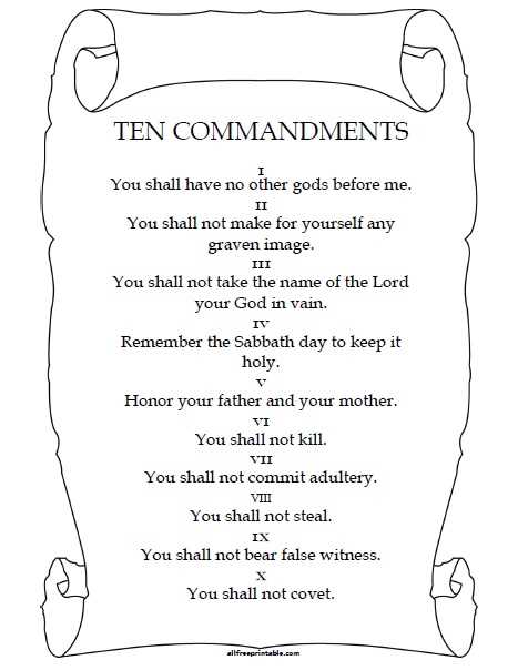 ten commandments worksheet