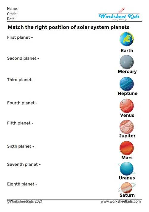 solar system worksheet
