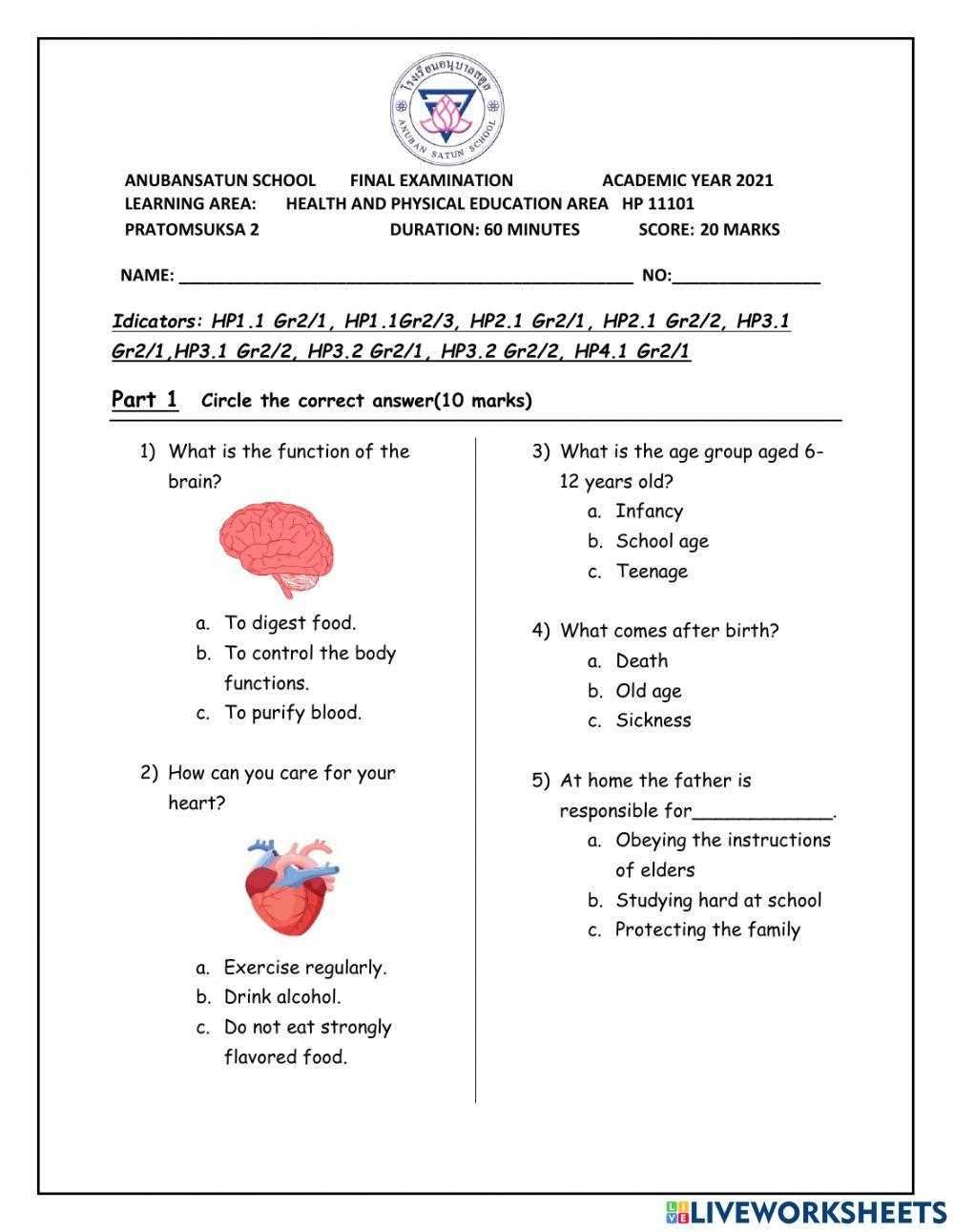 physical education worksheets
