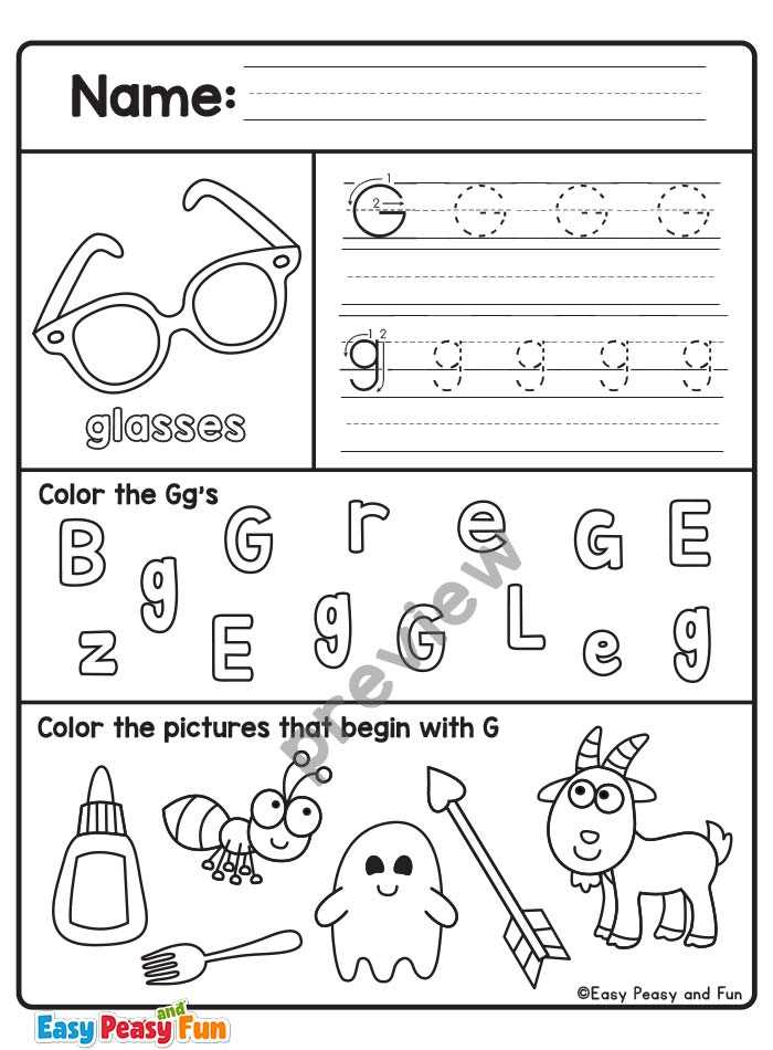 g letter worksheet
