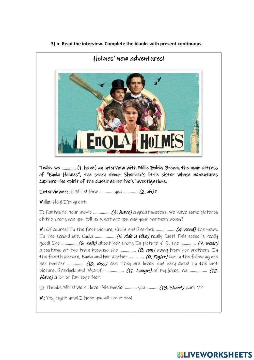 enola holmes worksheet