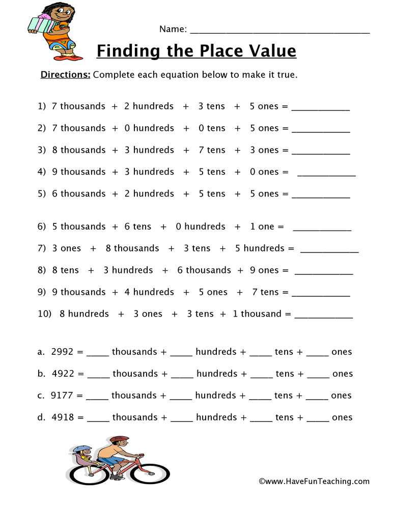 place value 4th grade worksheets