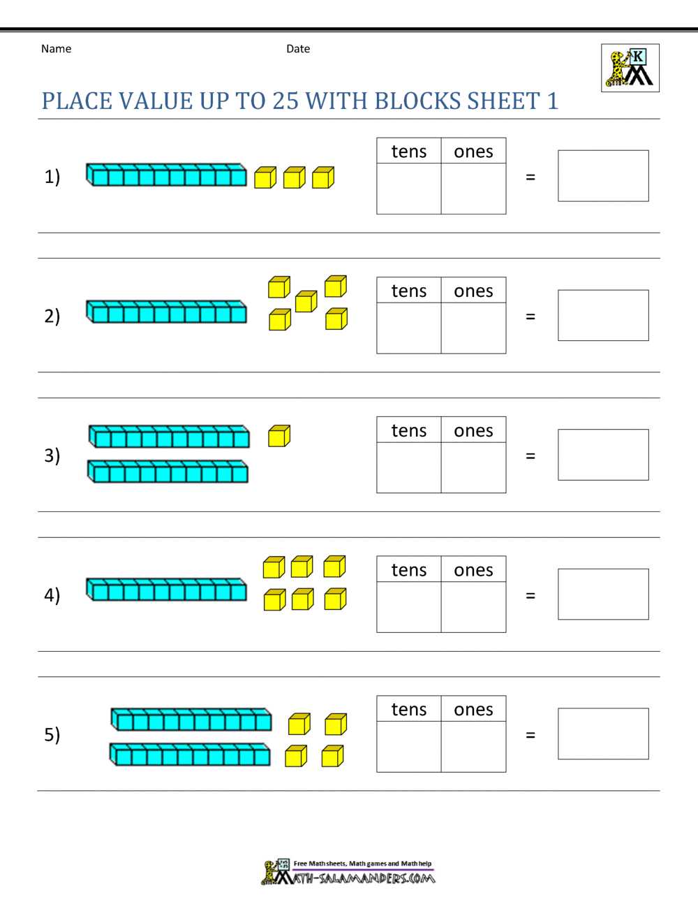 place value free worksheets