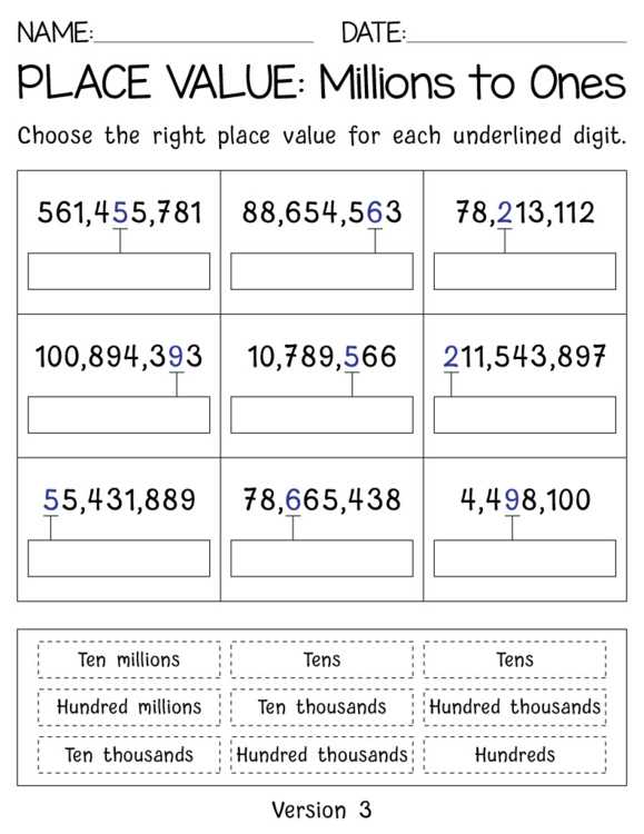 place value ones tens hundreds worksheets
