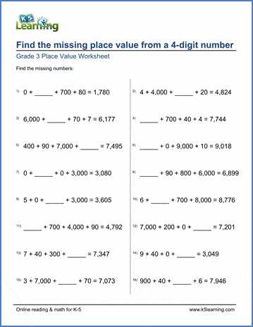 place value worksheets for 4th graders