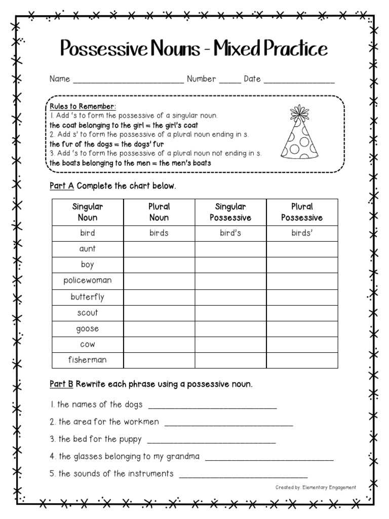 plural nouns and possessive nouns worksheets