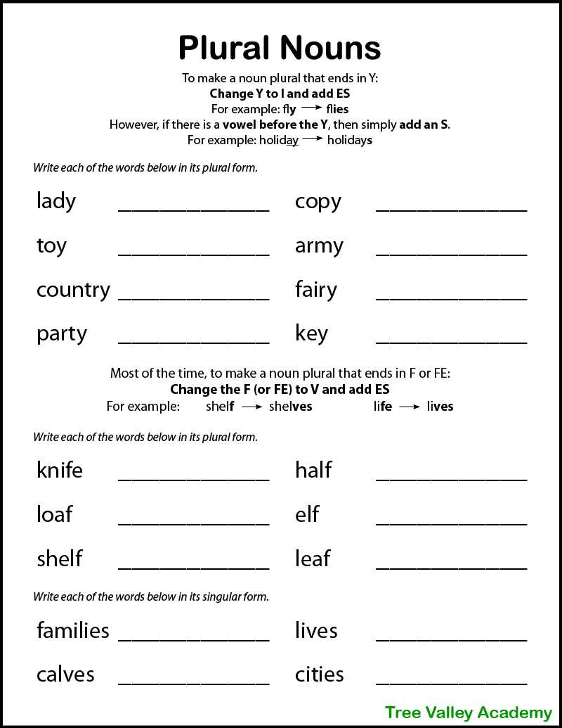 plural worksheet