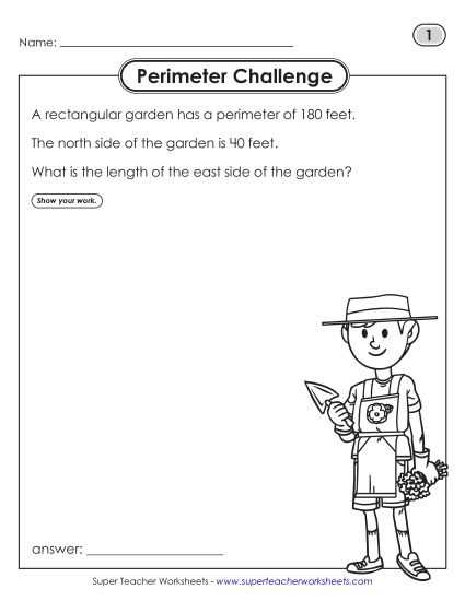 perimeter missing side worksheet