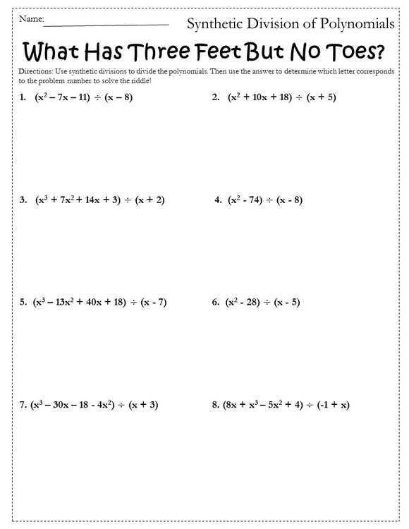 polynomial division worksheet