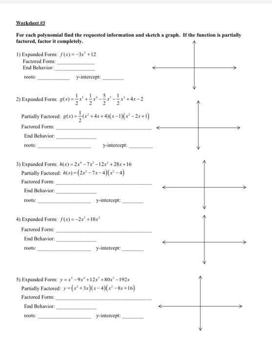 polynomial end behavior worksheet