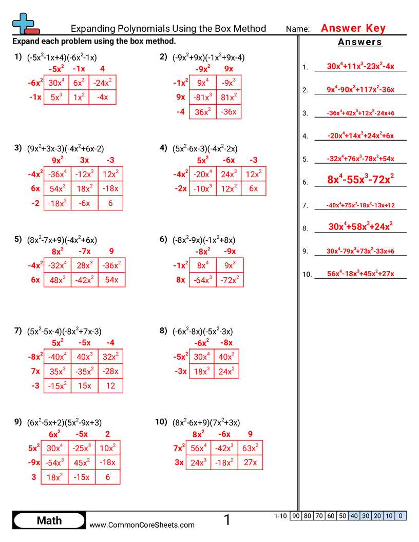 polynomial multiplication worksheet