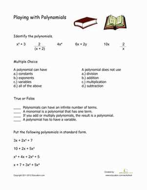 polynomial worksheet
