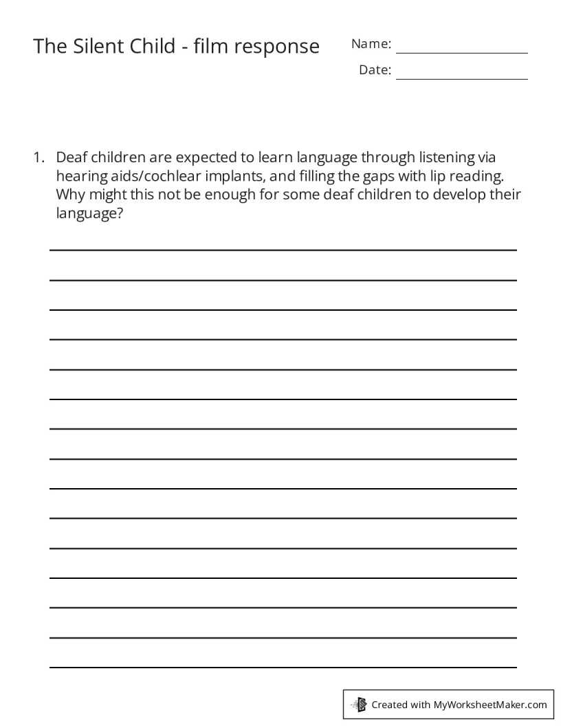 deaf worksheets