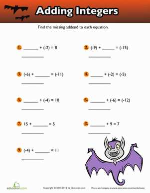 positive and negative numbers worksheets