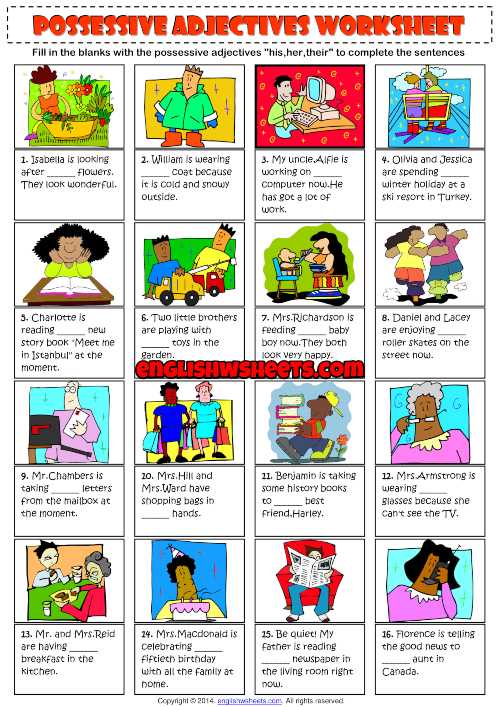 possessive adj worksheet