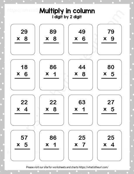multiplication 2 by 1 worksheets