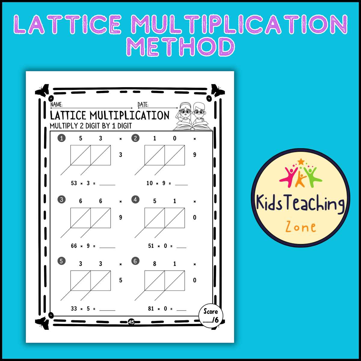 math lattice method multiplication worksheets