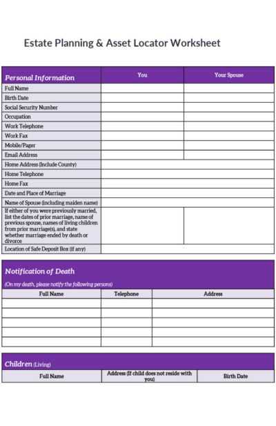 aarp estate planning worksheet