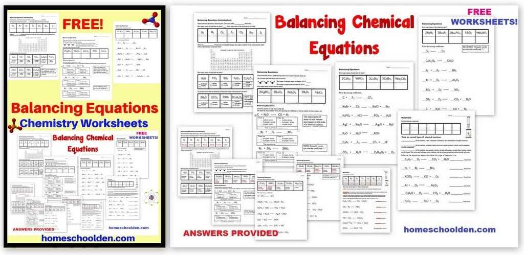 practice worksheets for balancing chemical equations