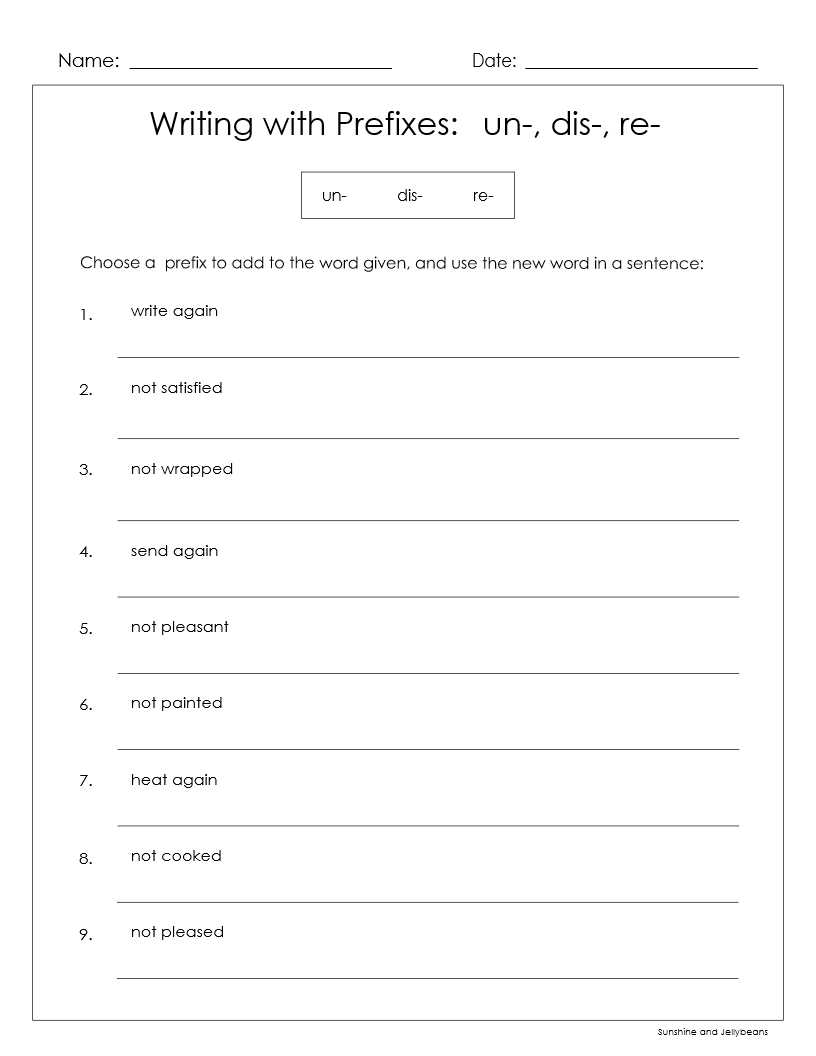 prefix re worksheets
