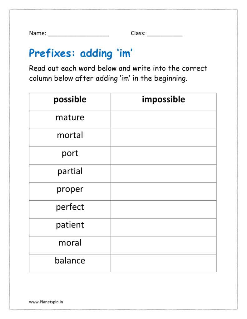 prefix worksheets 2nd grade