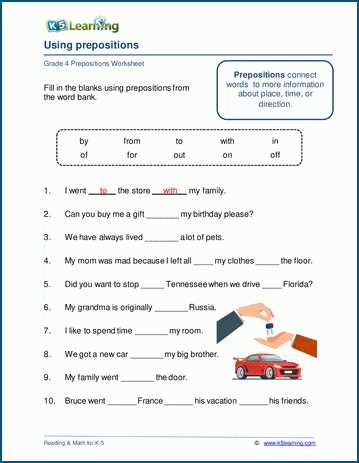 preposition practice worksheets