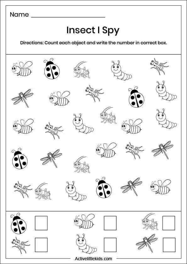 preschool bug worksheets