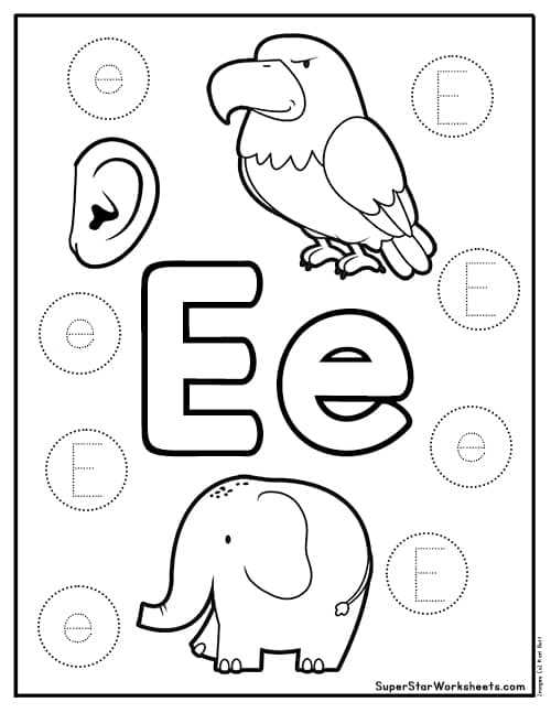 preschool letter e worksheets