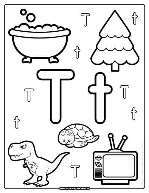 preschool letter t worksheets