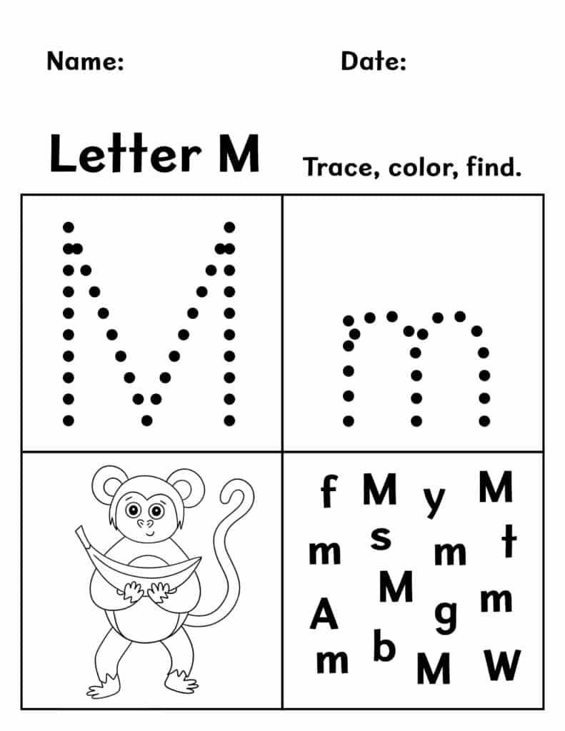 preschool m worksheets