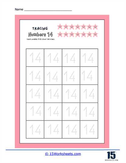 preschool number 14 worksheet