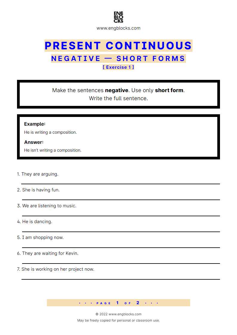 present progressive worksheets