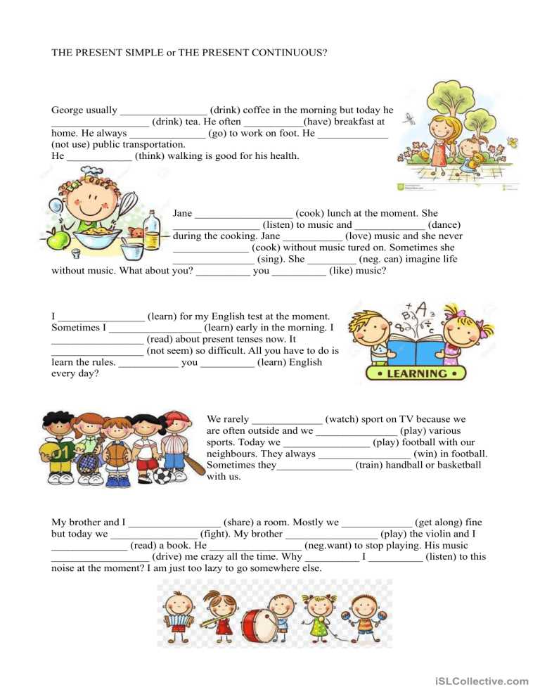 present simple or continuous worksheet
