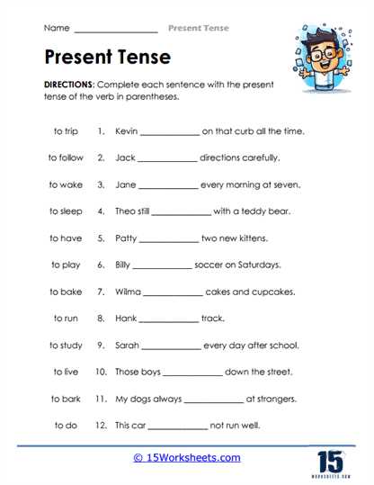 present tense verbs worksheets