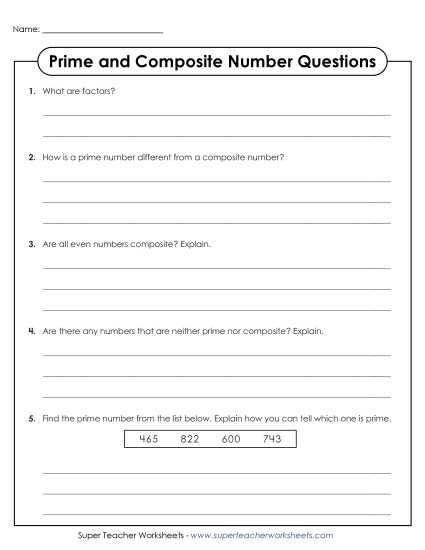 prime and composite numbers worksheets prime and composite numbers worksheets