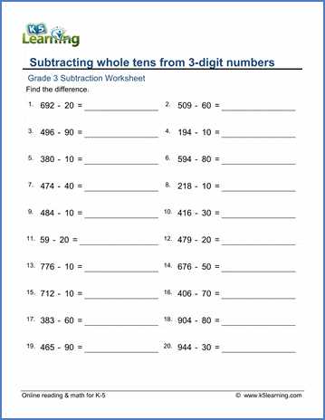 print subtraction worksheets