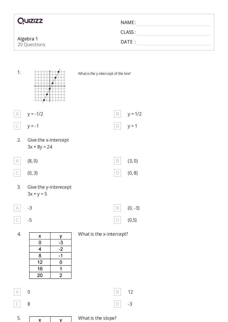 printable algebra 1 worksheets