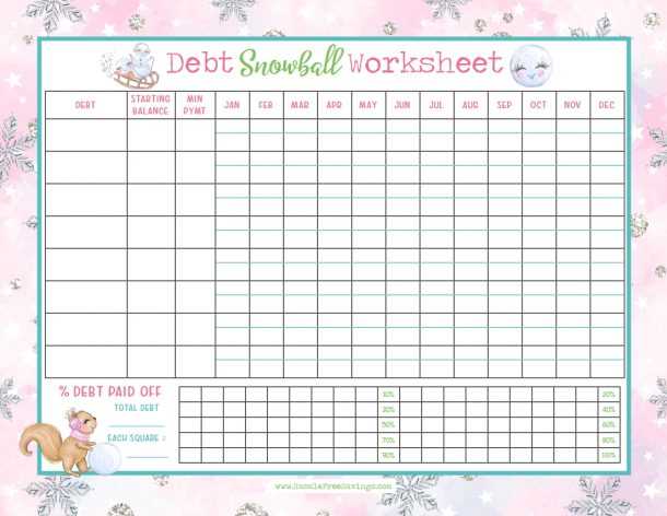 printable snowball debt worksheet