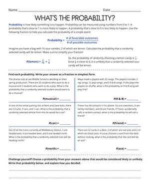 probability worksheet 7th grade