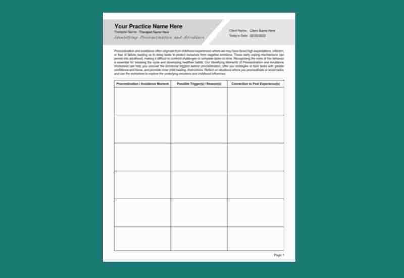 procrastination worksheet