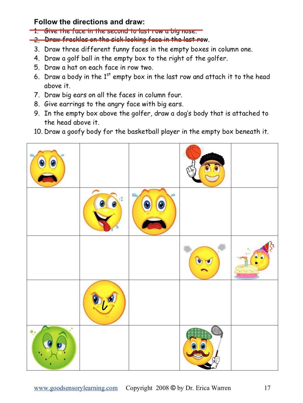 following directions worksheets free